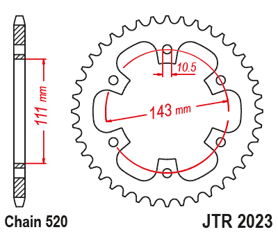 Obrázek produktu Řetězová rozeta JT JTR 2023-42 42 zubů, 520 JTR2023.42