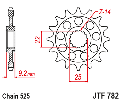 Obrázek produktu Řetězové kolečko JT JTF 782-16 16 zubů, 525 JTF782.16