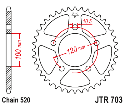 Obrázek produktu Řetězová rozeta JT JTR 703-42 42 zubů, 520 JTR703.42