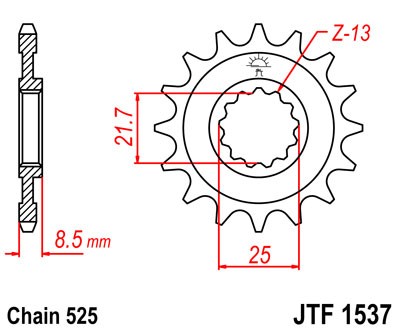 Obrázek produktu Řetězové kolečko JT JTF 1537-14 14 zubů, 525 JTF1537.14