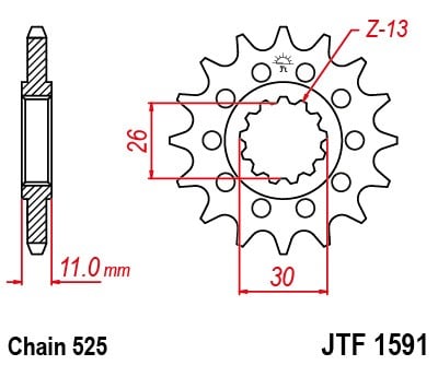 Obrázek produktu Řetězové kolečko JT JTF 1591-15 15 zubů, 525 JTF1591.15