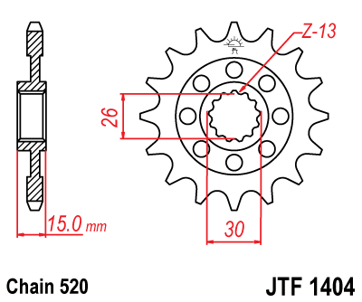 Obrázek produktu Řetězové kolečko JT JTF 1404-16 16 zubů, 520 JTF1404.16