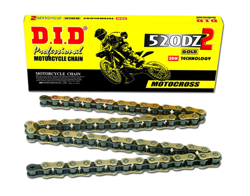 Obrázek produktu Motokrosový závodní řetěz D.I.D Chain 520DZ2 SDH 120 článků Zlatá/Černá 4525516386258
