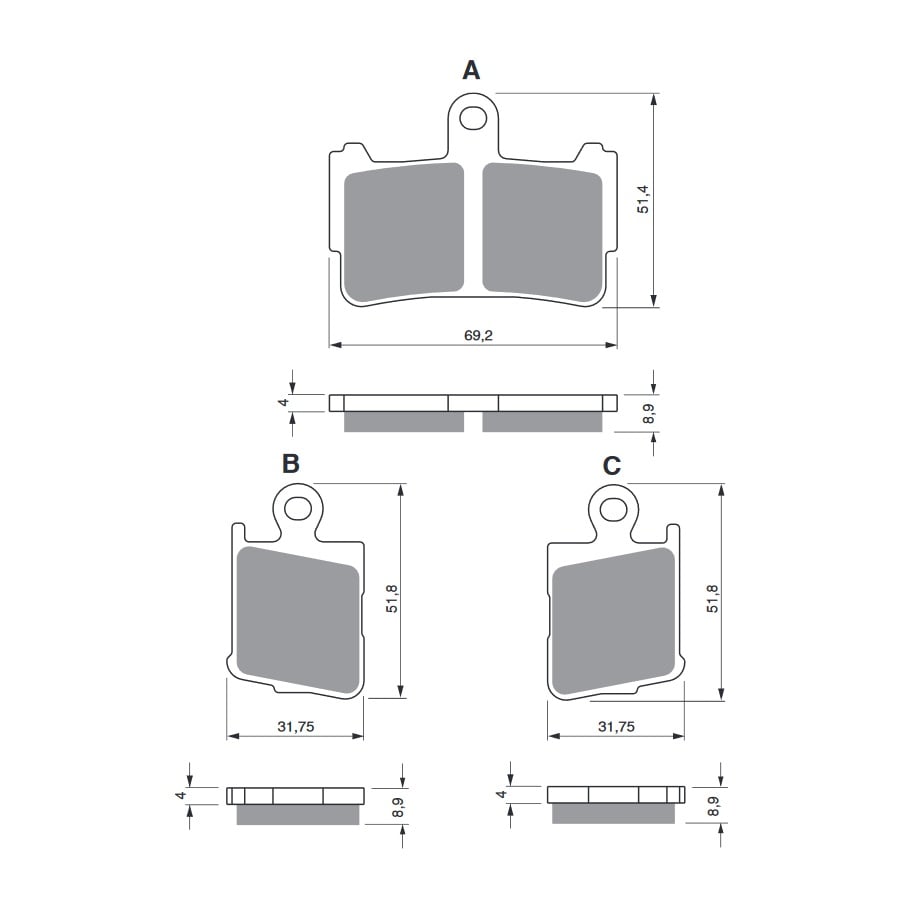 Obrázek produktu Brzdové destičky GOLDFREN 298 S33 STREET FRONT (1 set = 2pcs small/large)