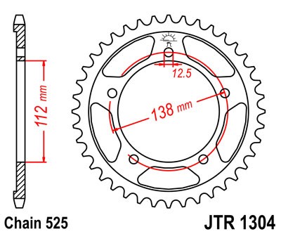 Obrázek produktu Řetězová rozeta JT JTR 1304-39 39 zubů, 525 JTR1304.39