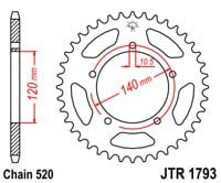 Obrázek produktu Řetězová rozeta JT JTR 1793-42 42 zubů, 520