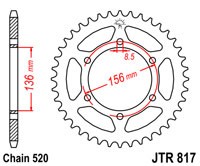Obrázek produktu Řetězová rozeta JT JTR 817-46 46 zubů, 520
