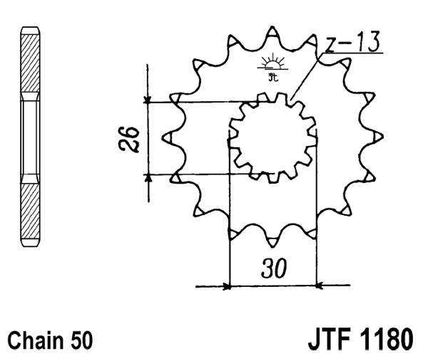 Obrázek produktu Řetězové kolečko JT JTF 1180-19RB 19 zubů, 530 pogumované JTF1180.19RB