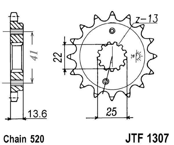 Obrázek produktu Řetězové kolečko JT JTF 1307-14 14 zubů, 520 JTF1307.14