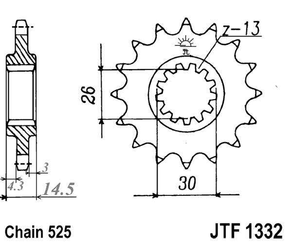 Obrázek produktu Řetězové kolečko JT JTF 1332-15RB 15 zubů, 525 JTF1332.15RB