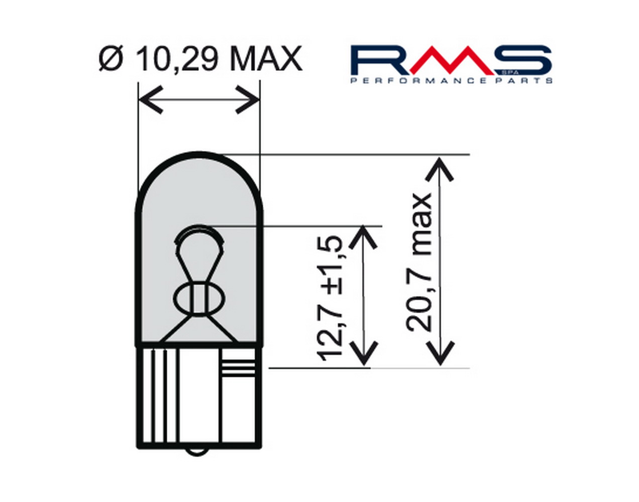 Obrázek produktu Žárovka RMS 246510280 12V 5W, W2.1X9.5D oranžová