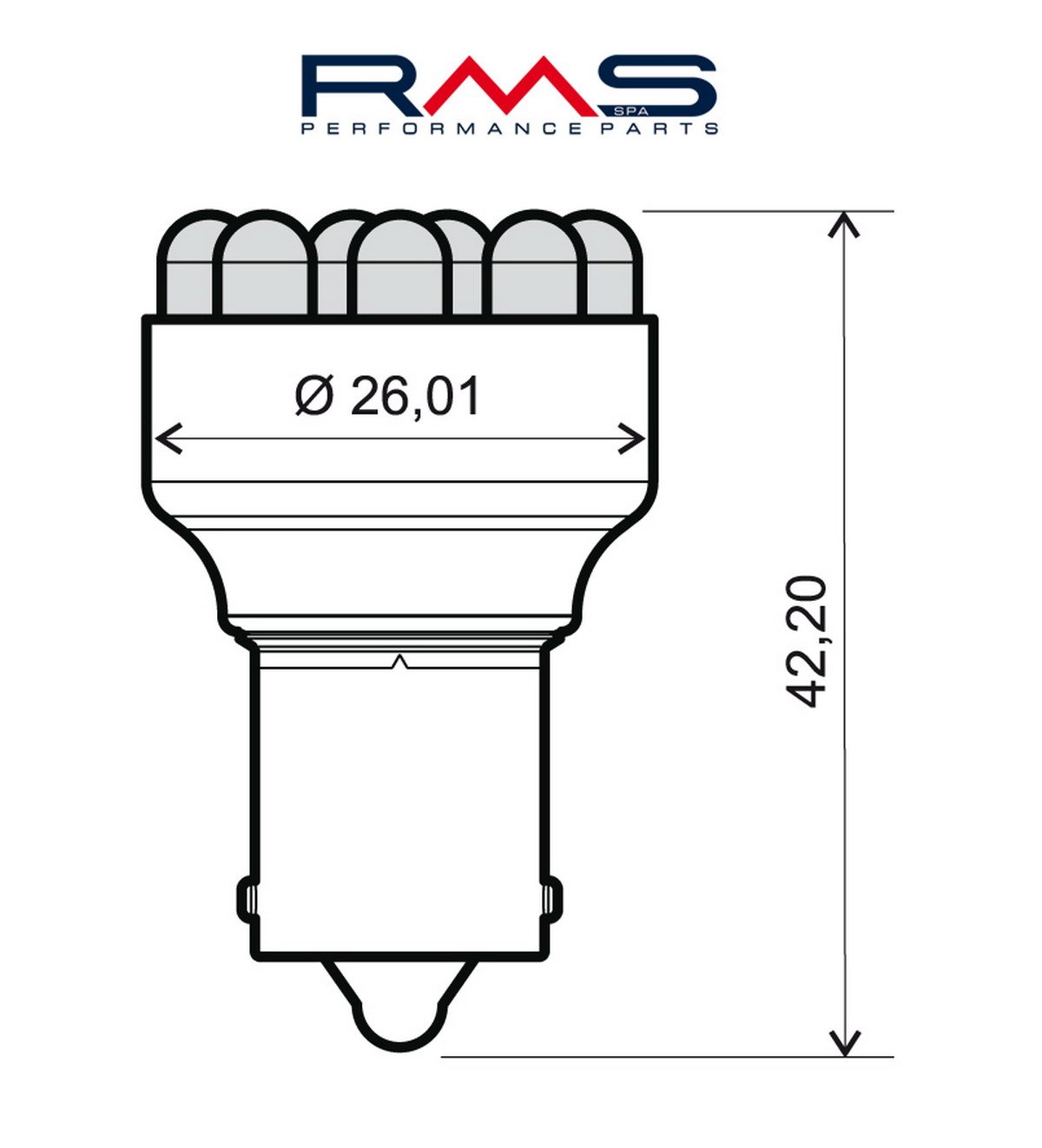 Obrázek produktu Žárovka RMS 246510510 12V 12 Led, BA15S S25 modrá 246510510