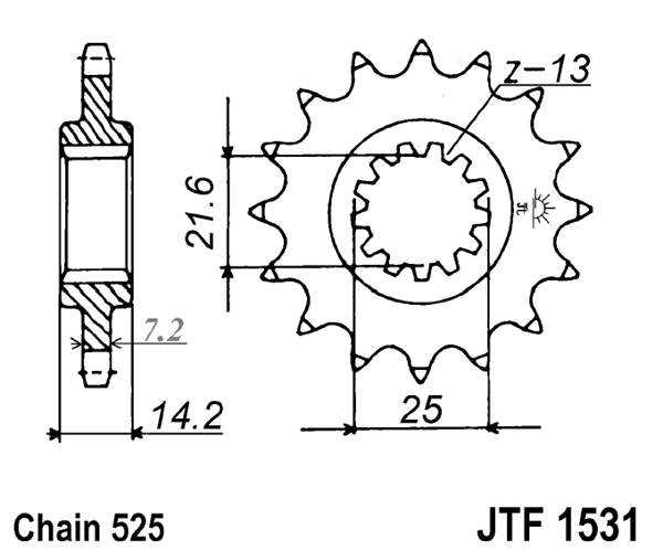 Obrázek produktu Řetězové kolečko JT JTF 1531-15 15 zubů, 525