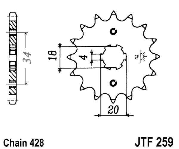 Obrázek produktu Řetězové kolečko JT JTF 259-16 16 zubů, 428