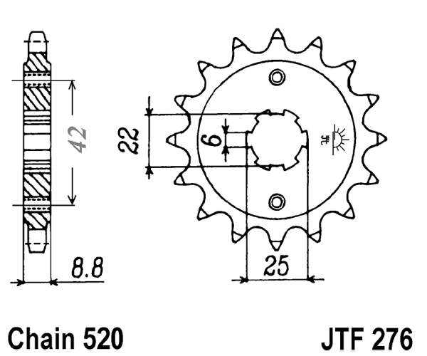 Obrázek produktu Řetězové kolečko JT JTF 276-16 16 zubů, 520