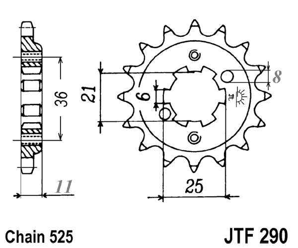 Obrázek produktu Řetězové kolečko JT JTF 290-15 15 zubů, 525