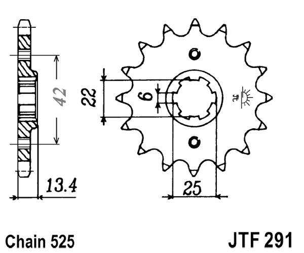 Obrázek produktu Řetězové kolečko JT JTF 291-15 15 zubů, 525