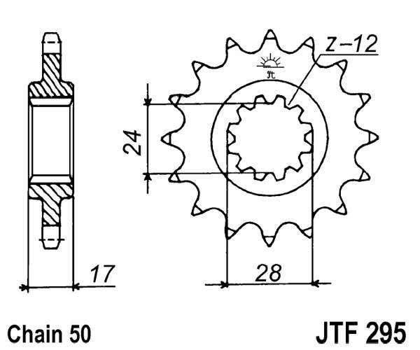 Obrázek produktu Řetězové kolečko JT JTF 295-15RB 15 zubů, 530 pogumované JTF295.15RB