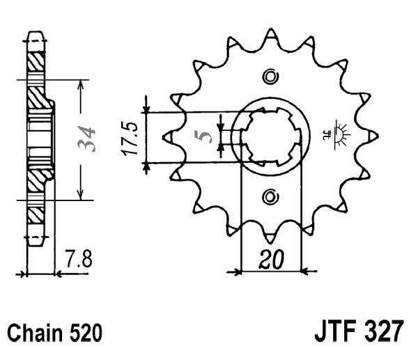 Obrázek produktu Řetězové kolečko JT JTF 327-14 14 zubů, 520 JTF327.14