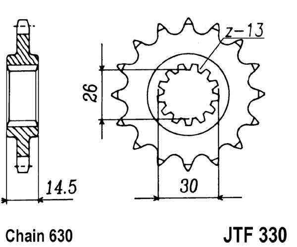 Obrázek produktu Řetězové kolečko JT JTF 330-15 15 zubů, 630 JTF330.15