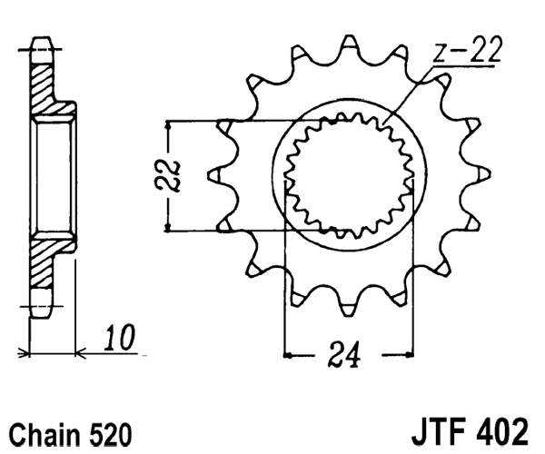 Obrázek produktu Řetězové kolečko JT JTF 402-15 15 zubů, 520