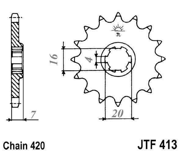 Obrázek produktu Řetězové kolečko JT JTF 413-12 12 zubů, 420