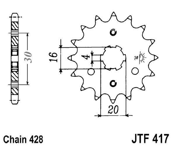 Obrázek produktu Řetězové kolečko JT JTF 417-14 14 zubů, 428