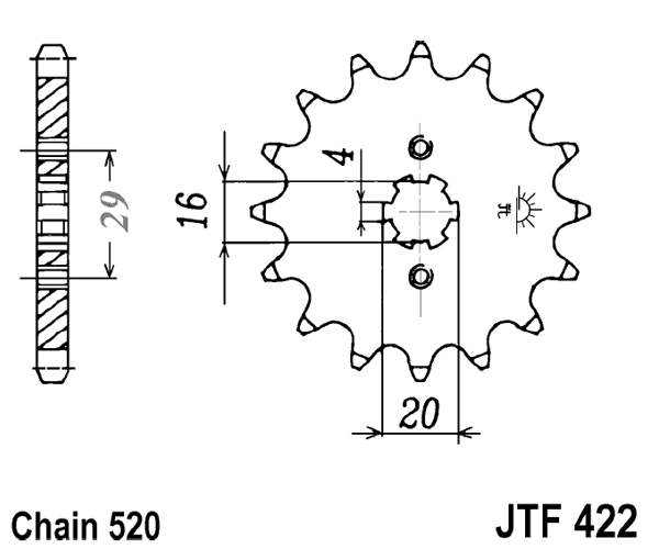 Obrázek produktu Řetězové kolečko JT JTF 422-12 12 zubů, 520