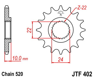 Obrázek produktu Řetězové kolečko JT JTF 402-17 17 zubů, 520