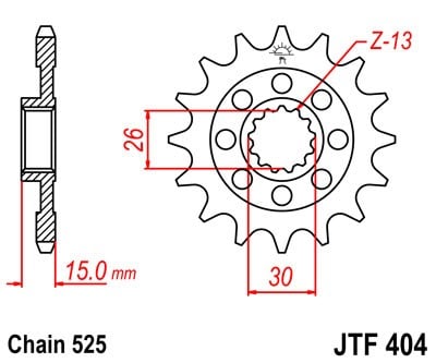 Obrázek produktu Řetězové kolečko JT JTF 404-14 14 zubů, 525 JTF404.14