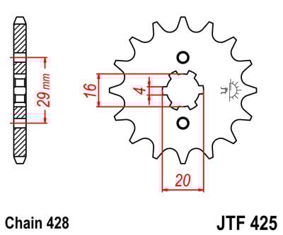 Obrázek produktu Řetězové kolečko JT JTF 425-12 12 zubů, 428 JTF425.12