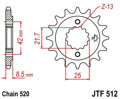 Obrázek produktu Řetězové kolečko JT JTF 512-13 13 zubů, 520 JTF512.13