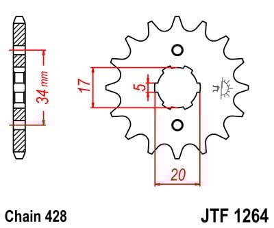 Obrázek produktu Řetězové kolečko JT JTF 1264-14 14 zubů, 428 JTF1264.14