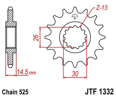 Obrázek produktu Řetězové kolečko JT JTF 1332-14 14 zubů, 525