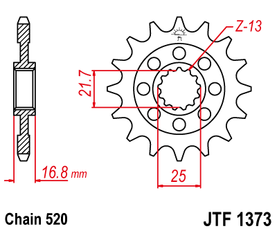 Obrázek produktu Řetězové kolečko JT JTF 1373-15 15 zubů, 520 JTF1373.15