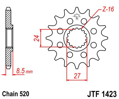 Obrázek produktu Řetězové kolečko JT JTF 1423-15 15 zubů, 520 JTF1423.15
