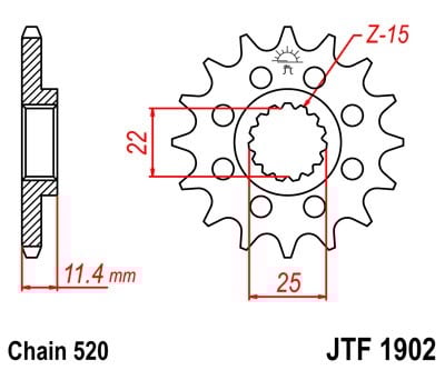 Obrázek produktu Řetězové kolečko JT JTF 1902-13 13 zubů, 520 JTF1902.13