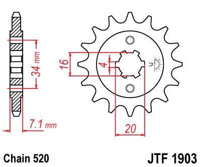 Obrázek produktu Řetězové kolečko JT JTF 1903-12 12 zubů, 520 JTF1903.12