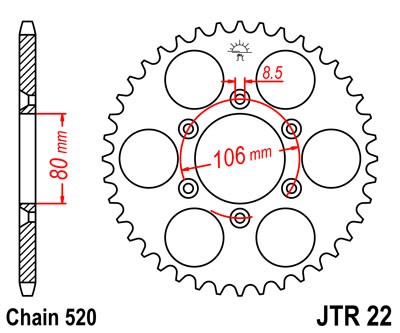 Obrázek produktu Řetězová rozeta JT JTR 22-42 42 zubů, 520 JTR22.42