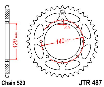 Obrázek produktu Řetězová rozeta JT JTR 487-45 45 zubů, 520 JTR487.45