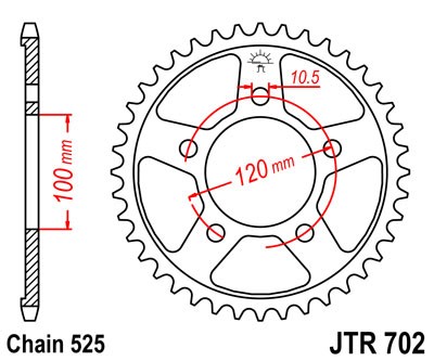 Obrázek produktu Řetězová rozeta JT JTR 702-45 45 zubů, 525 JTR702.45
