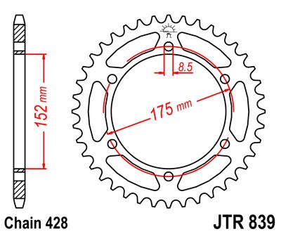 Obrázek produktu Řetězová rozeta JT JTR 839-51 51 zubů, 428 JTR839.51