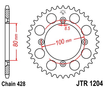 Obrázek produktu Řetězová rozeta JT JTR 1204-49 49 zubů, 428 JTR1204.49