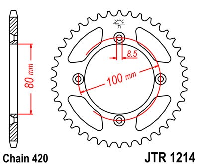 Obrázek produktu Řetězová rozeta JT JTR 1214-38 38 zubů, 420 JTR1214.38