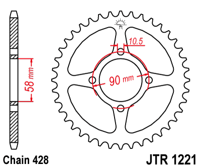Obrázek produktu Řetězová rozeta JT JTR 1221-42 42 zubů, 428 JTR1221.42