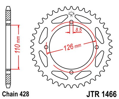 Obrázek produktu Řetězová rozeta JT 44 zubů, 428