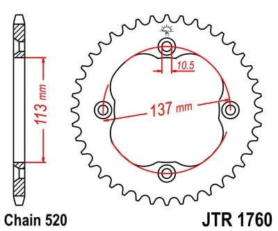 Obrázek produktu Řetězová rozeta JT JTR 1760-35 35 zubů, 520 JTR1760.35