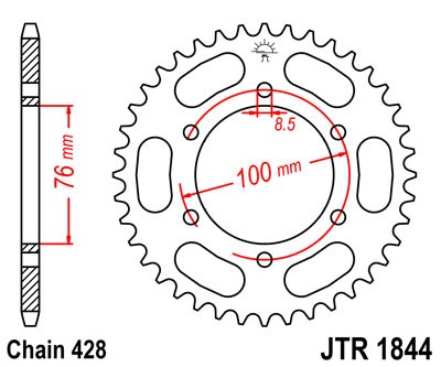 Obrázek produktu Řetězová rozeta JT JTR 1844-44 44 zubů, 428 JTR1844.44