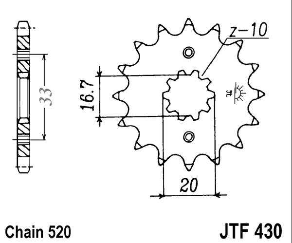 Obrázek produktu Řetězové kolečko JT JTF 430-15 15 zubů, 520