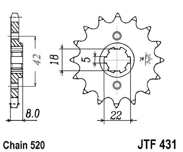 Obrázek produktu Řetězové kolečko JT JTF 435-15 15 zubů, 530 JTF435.15